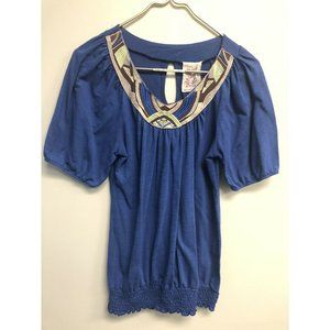 Robin K Blouse Women's Short Dress Blue • Size Med